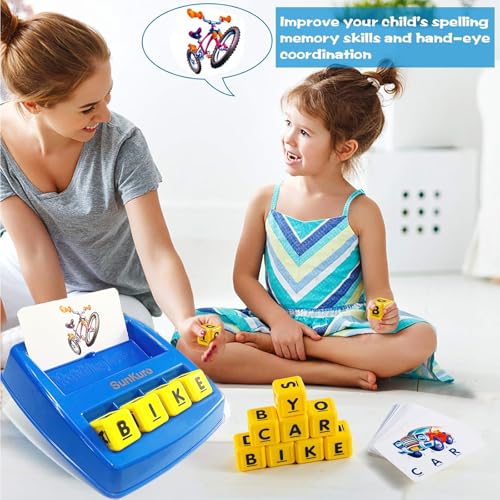 SUNKURO Matching Letter Game for Kids Ages 3-8 - Educational Alphabet Puzzle Toy, Blue