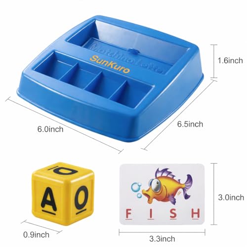 SUNKURO Matching Letter Game for Kids Ages 3-8 - Educational Alphabet Puzzle Toy, Blue