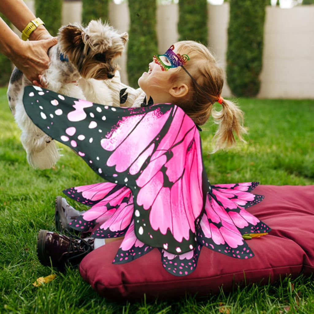 Sunlisky Kids Butterfly Wings Costume Set for Girls – Fairy Dress, Wings & Mask for Ages 4-9