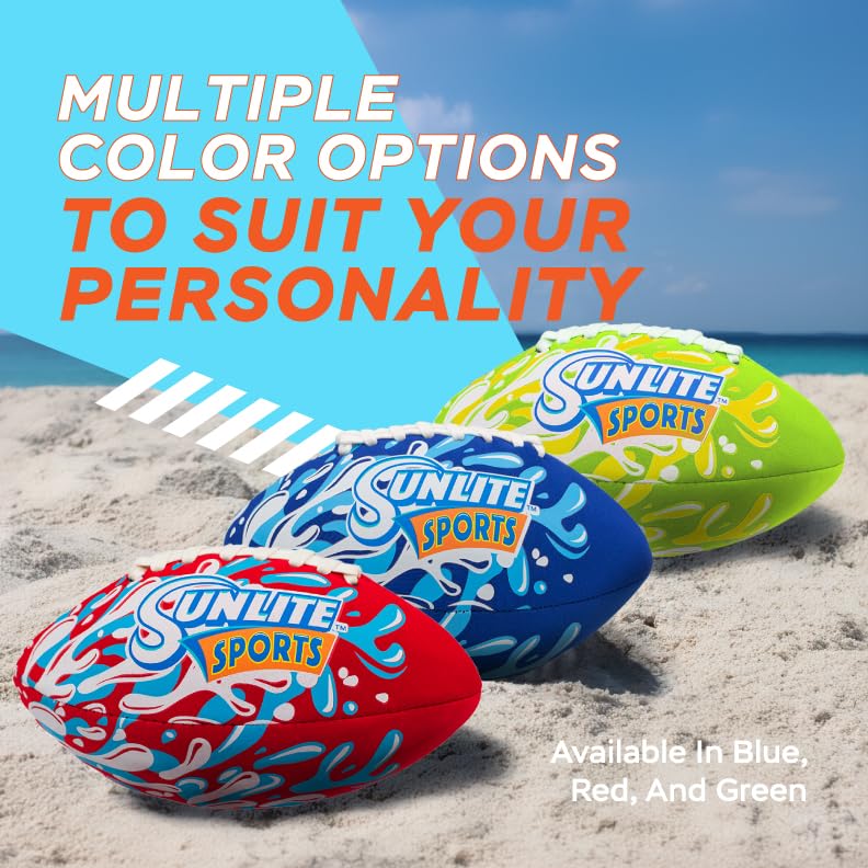 Sunlite Sports Waterproof Football – Neoprene Scarlet Water Toy for Pool, Beach, Lawn, and Backyard Games