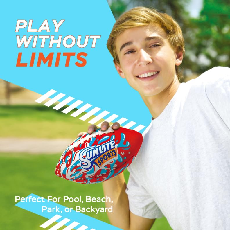 Sunlite Sports Waterproof Football – Neoprene Scarlet Water Toy for Pool, Beach, Lawn, and Backyard Games