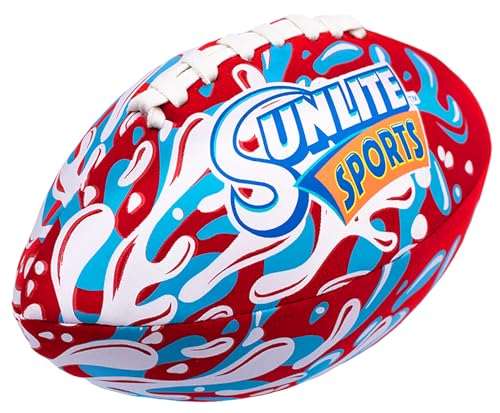 Sunlite Sports Waterproof Football – Neoprene Scarlet Water Toy for Pool, Beach, Lawn, and Backyard Games