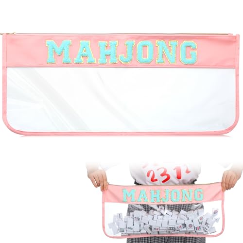 Sunnymove American Mahjong Bag – Empty Storage Case with Gold Zipper, Pink Blue, Holds 166 Tiles