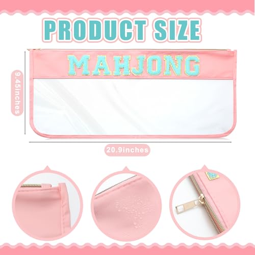 Sunnymove American Mahjong Bag – Empty Storage Case with Gold Zipper, Pink Blue, Holds 166 Tiles
