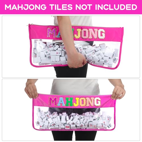 Sunnymove Hot Pink American Mahjong Bag - Empty Case with Zippered & Letters, Holds 166 Tiles