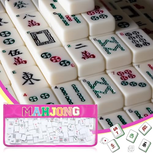 Sunnymove Hot Pink American Mahjong Bag - Empty Case with Zippered & Letters, Holds 166 Tiles