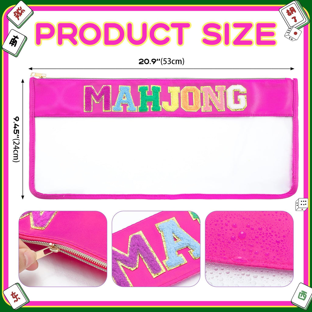 Sunnymove Hot Pink American Mahjong Bag - Empty Case with Zippered & Letters, Holds 166 Tiles