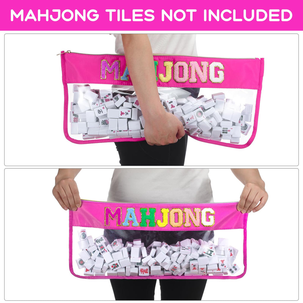 Sunnymove Hot Pink American Mahjong Bag - Empty Case with Zippered & Letters, Holds 166 Tiles