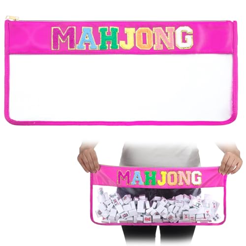 Sunnymove Hot Pink American Mahjong Bag - Empty Case with Zippered & Letters, Holds 166 Tiles