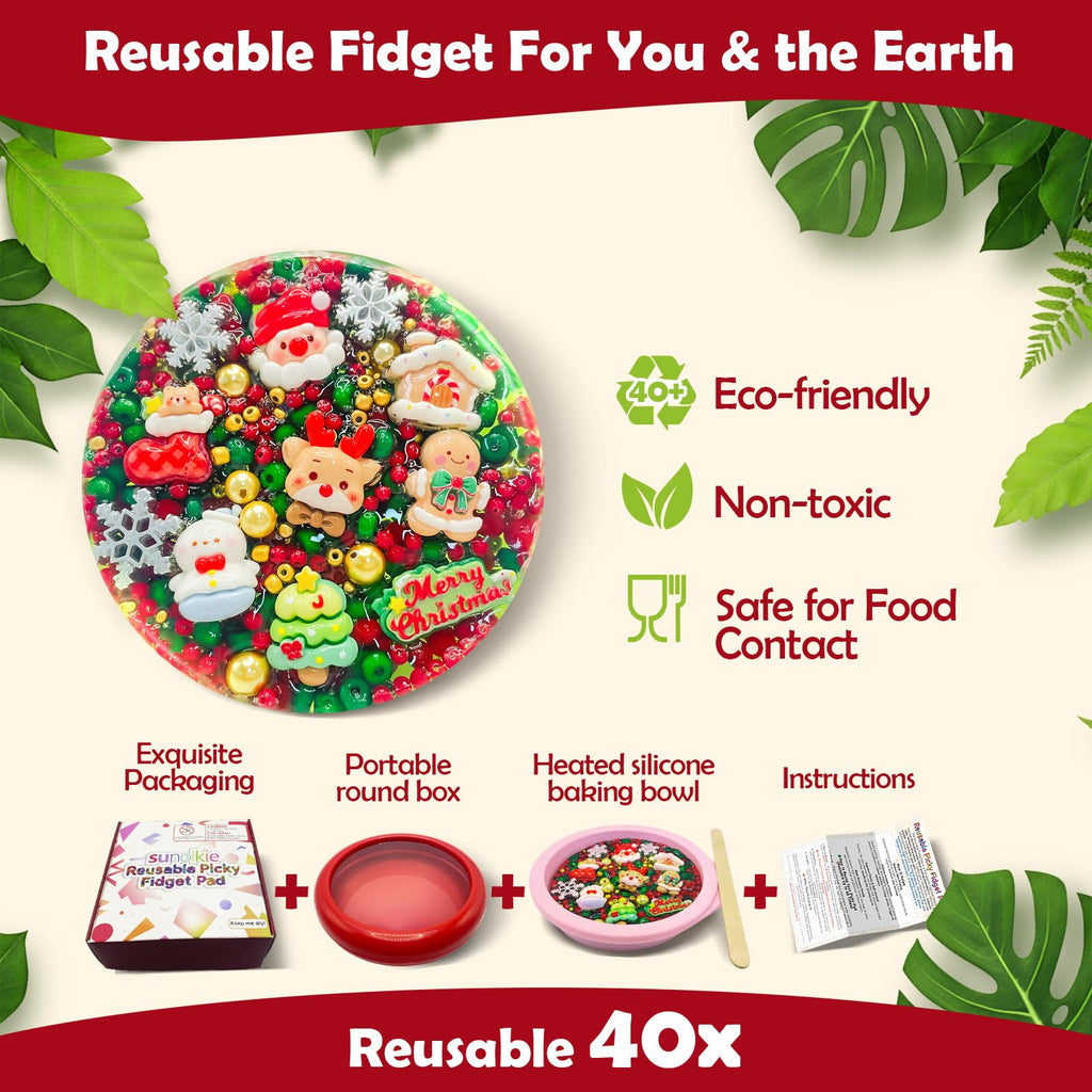 Sunolkie Reusable Picky Fidget Pad – Meltable Stress Relief Toy, Up to 40 Reshapes