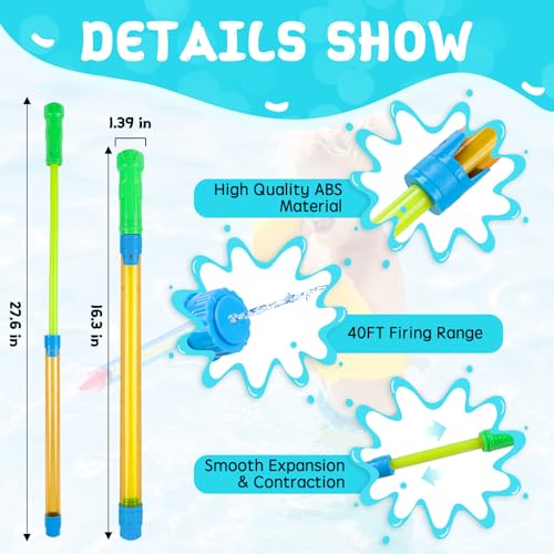 SUNPROUND 4-Pack Water Blasters: Long Range Squirt Guns for Summer Pool & Beach Fun