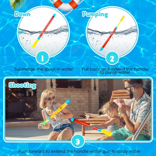 SUNPROUND 4-Pack Water Blasters: Long Range Squirt Guns for Summer Pool & Beach Fun