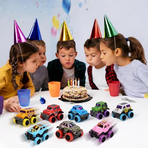SUNPROUND 8-Pack Mini Monster Truck Toys – Pull-Back Die-Cast Cars for Party Favors, Goodie Bags, and Birthday Bulk Gifts