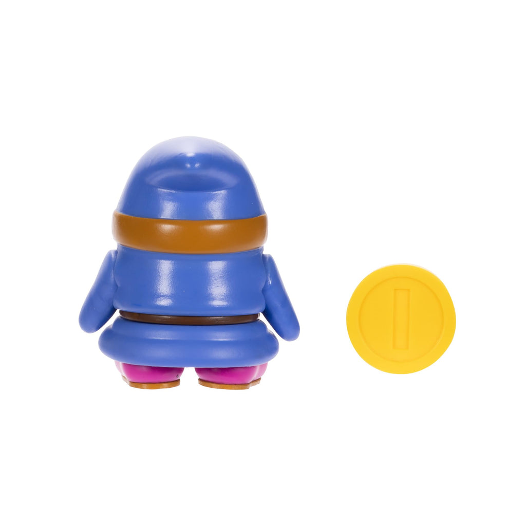 Super Mario 4-Inch Blue Shy Guy Action Figure with Coin – Poseable, Ages 3+