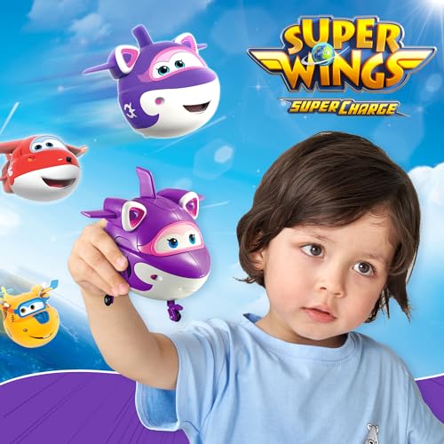 Super Wings 5-Inch Transforming Crystal Supercharged Airplane Robot Action Figure (Blue)