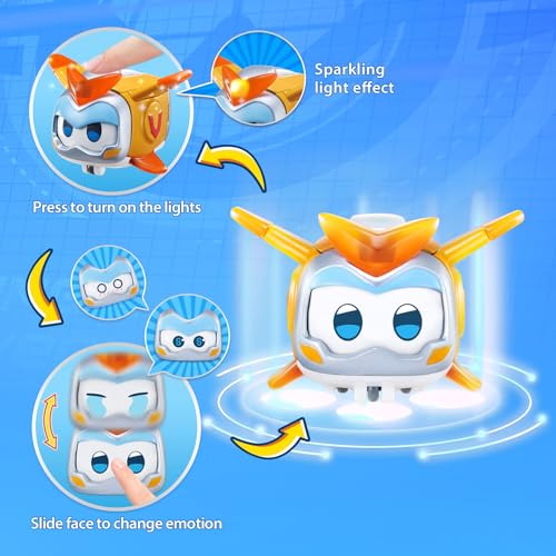 Super Wings Super Pets 4-Pack Jerome, Golden Boy, Shine, Ellie with Lights and Emotion Expressions, Ages 3+