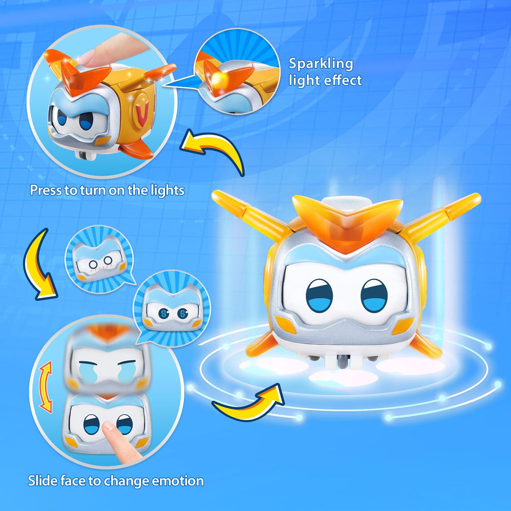 Super Wings Super Pets 4-Pack Jerome, Golden Boy, Shine, Ellie with Lights and Emotion Expressions, Ages 3+