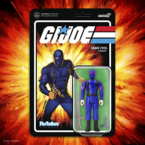 Super7 G.I. Joe Snake Eyes 3.75" ReAction Figure with Pistol, Cannister, and Laser Rifle