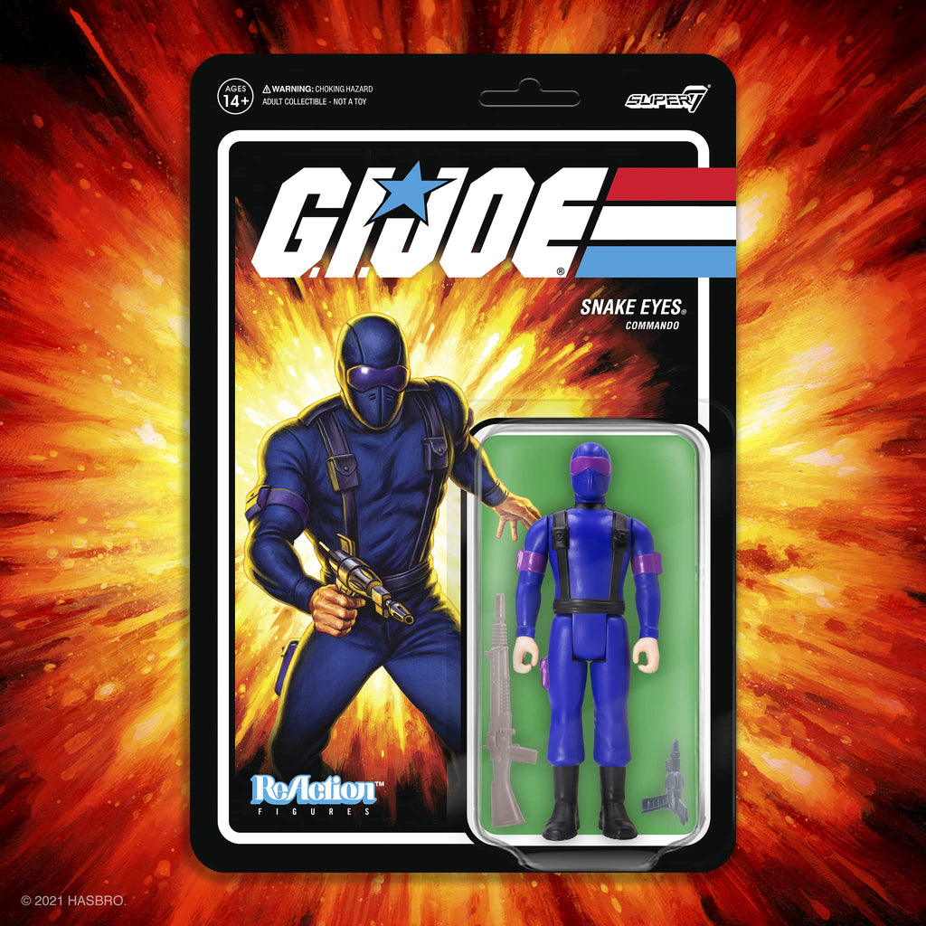Super7 G.I. Joe Snake Eyes 3.75" ReAction Figure with Pistol, Cannister, and Laser Rifle