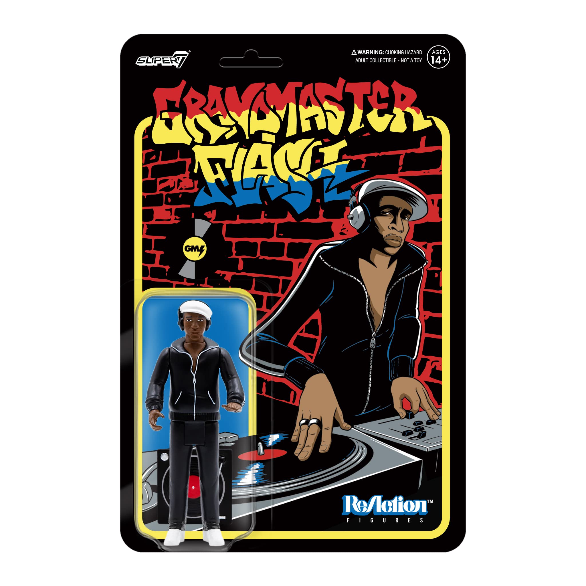 Super7 Grandmaster Flash ReAction Figure - 3.75" Hip Hop Collectible with Turntable Accessory