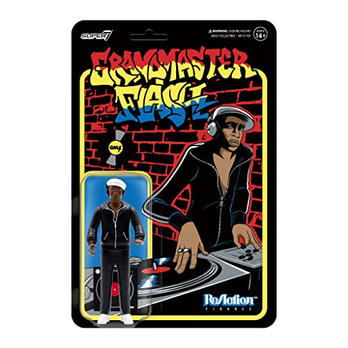 Super7 Grandmaster Flash ReAction Figure - 3.75" Hip Hop Collectible with Turntable Accessory