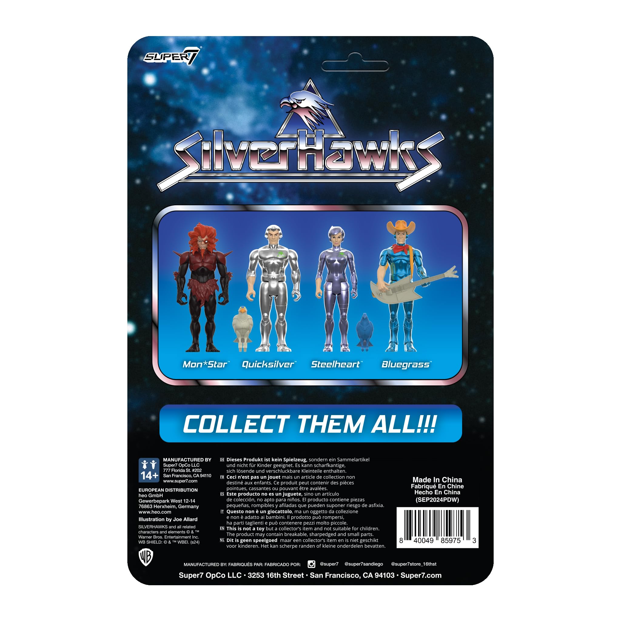 Super7 SilverHawks Quicksilver (Toy Version) ReAction Figure - 3.75" Retro Action Figure with Tally-Hawk Accessory