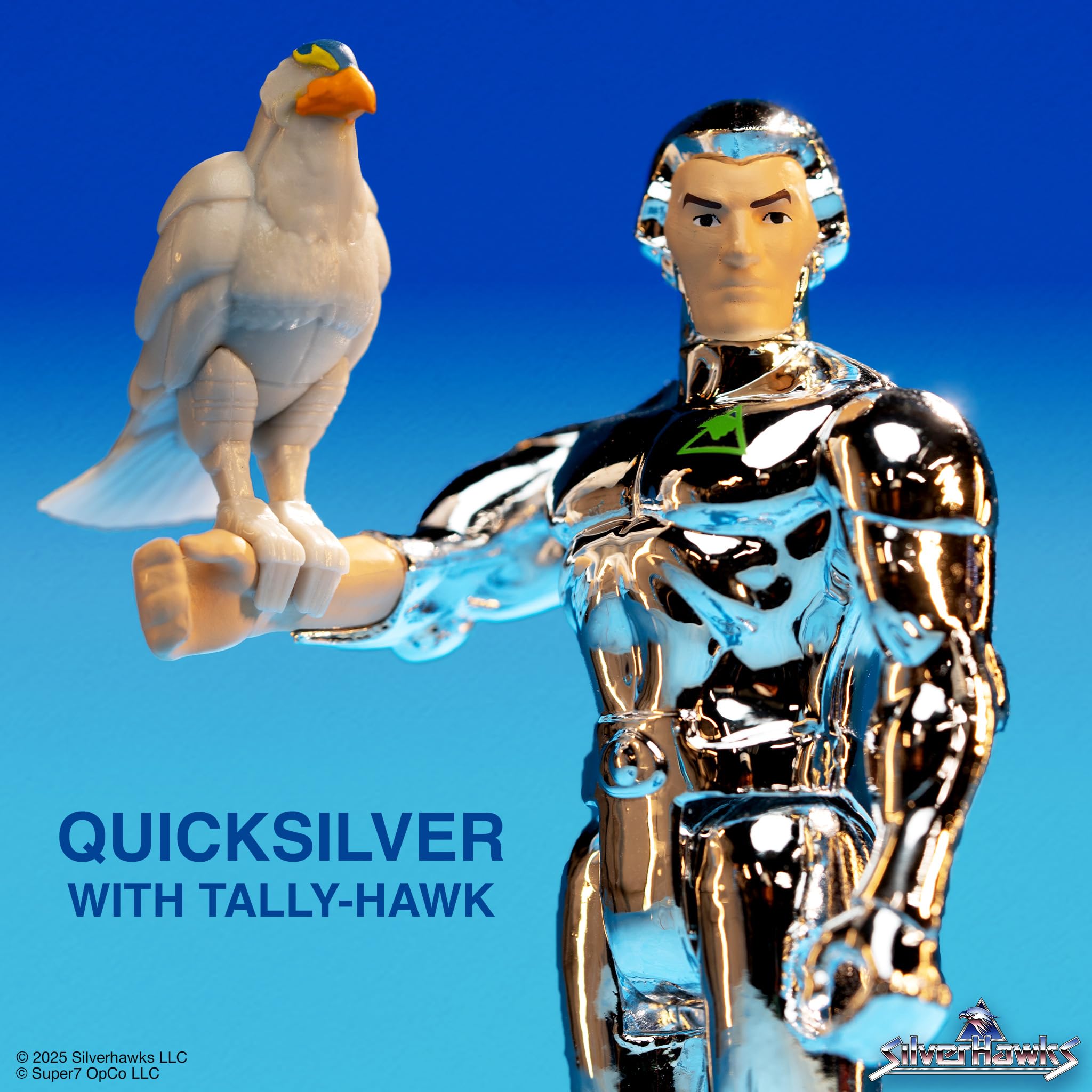 Super7 SilverHawks Quicksilver (Toy Version) ReAction Figure - 3.75" Retro Action Figure with Tally-Hawk Accessory