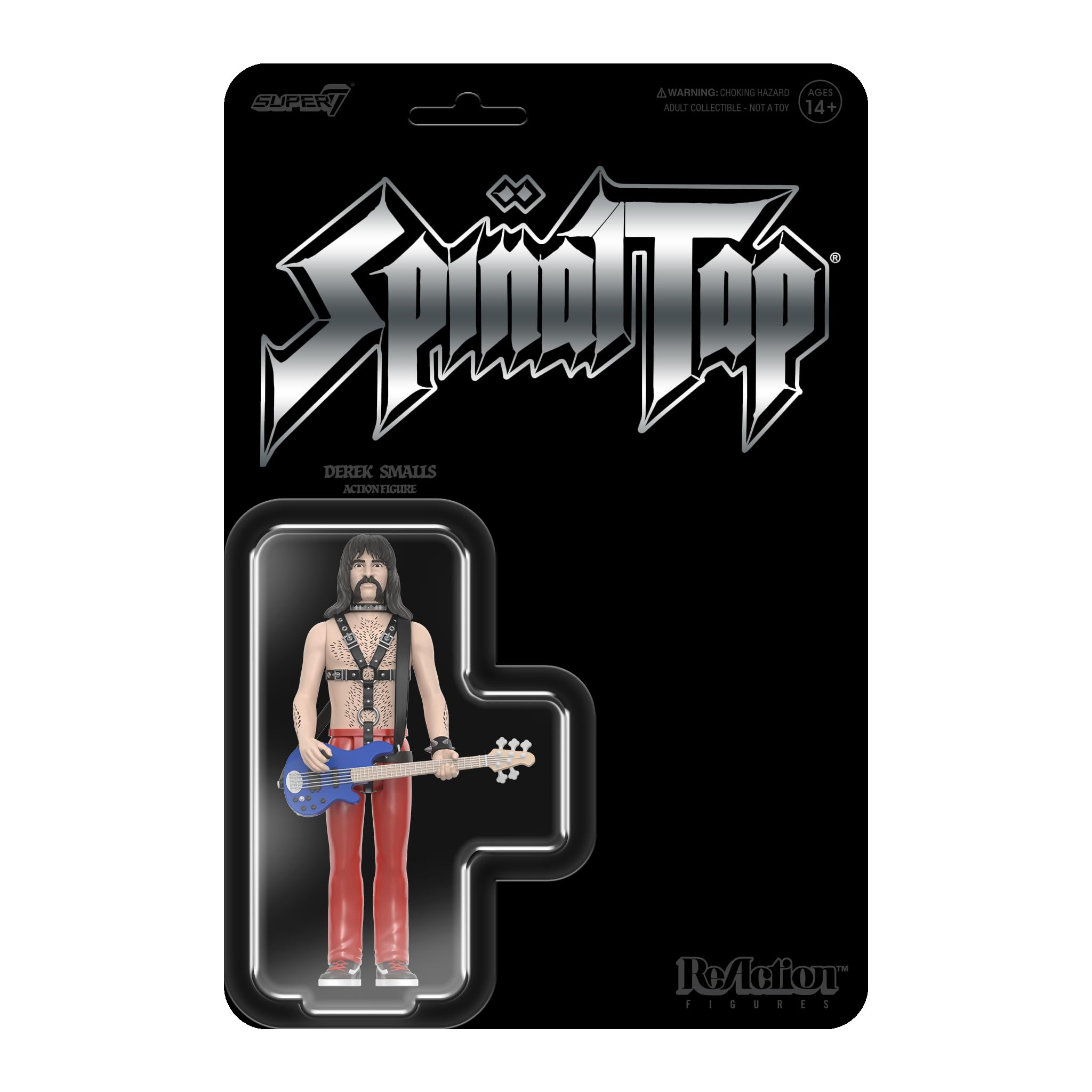 Super7 Spinal Tap Derek Smalls Action Figure – 3.75-Inch ReAction Figure with Blue Bass Guitar Accessory