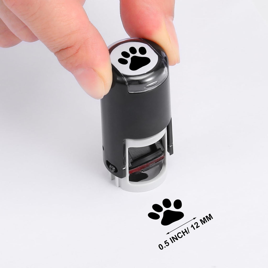 Supervitae 2-Pack Paw Print Stamps – Mini Black Self-Inking Stamper for Classroom Crafts and Party Favors