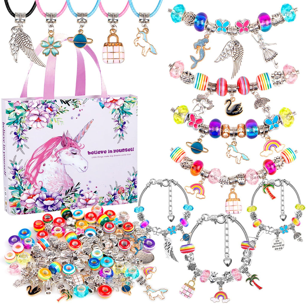 SUREHOME 110-Piece Charm Bracelet Making Kit for Girls Ages 5-12 – DIY Jewelry Craft Gift