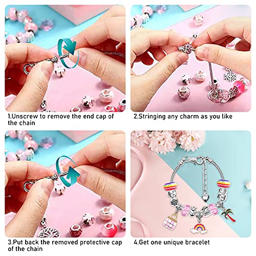 SUREHOME 110-Piece Charm Bracelet Making Kit for Girls Ages 5-12 – DIY Jewelry Craft Gift