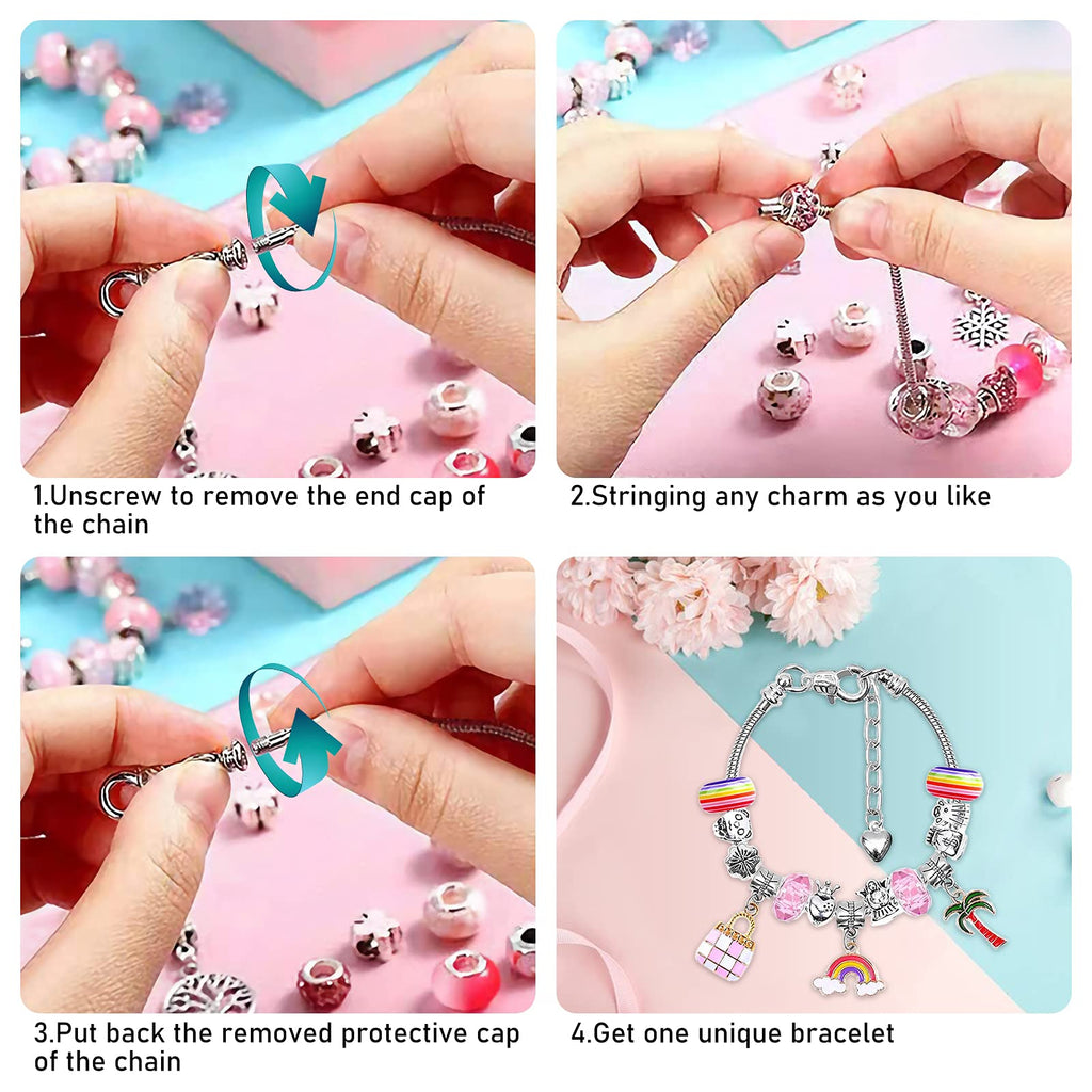 SUREHOME 110-Piece Charm Bracelet Making Kit for Girls Ages 5-12 – DIY Jewelry Craft Gift