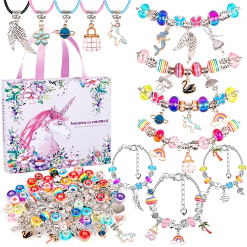 SUREHOME 110-Piece Charm Bracelet Making Kit for Girls Ages 5-12 – DIY Jewelry Craft Gift