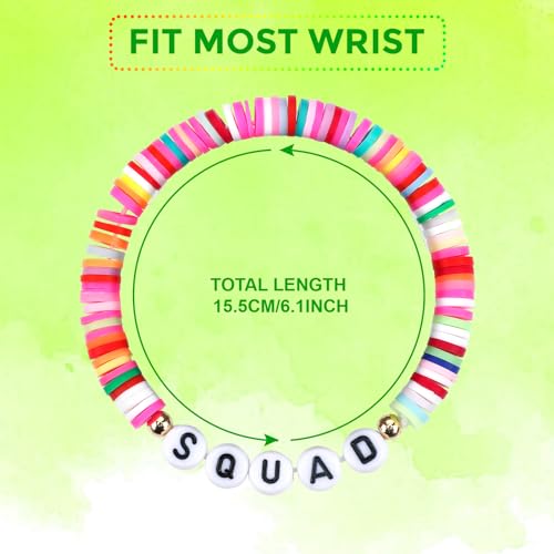 Sureio 24 Pack Rainbow Friendship Bracelets with Letter Beads – Stretch Elastic for Kids, Tweens, Women
