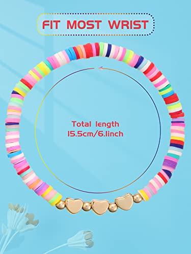 Sureio 24 Pcs Colorful Friendship Bracelets – Letter, Heart, Smile & Surfer Designs – Stretch Beaded for Girls, Women & Tween Party Favors