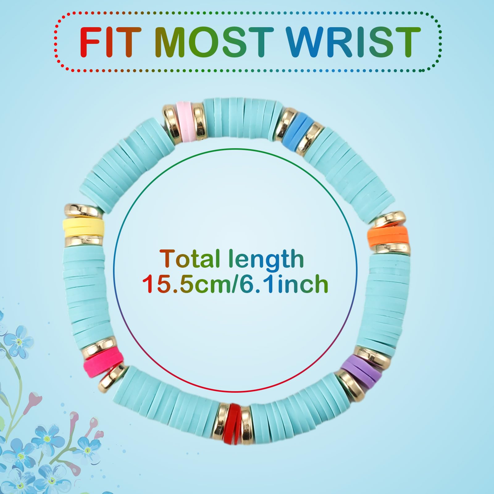 Sureio 24pcs Colorful Friendship Bracelets Set - Stretch Beaded Bracelets for Girls, Tweens, Party Favors