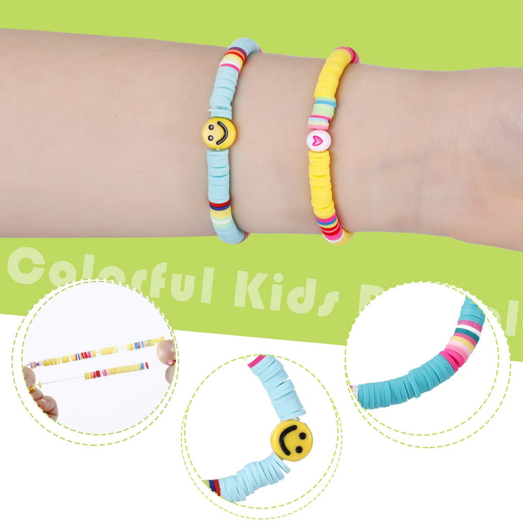 Sureio 24pcs Colorful Friendship Bracelets Set - Stretch Beaded Bracelets for Girls, Tweens, Party Favors