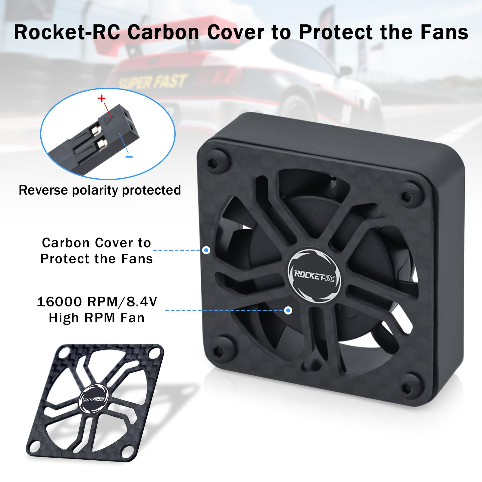 Surpass Hobby 40mm RC Cooling Fan - 16000 RPM High Speed Motor Fan for 1/8 1/10 RC Cars Trucks Truggies (Without Heatsink)