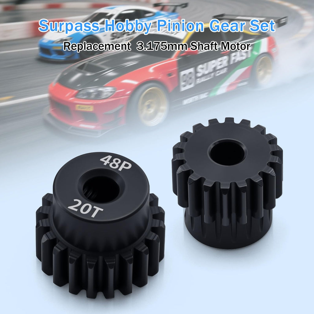Surpass Hobby 48P Pinion Gear Set 5-Pack (18T-22T) for 1/10 RC Cars with Hex Key