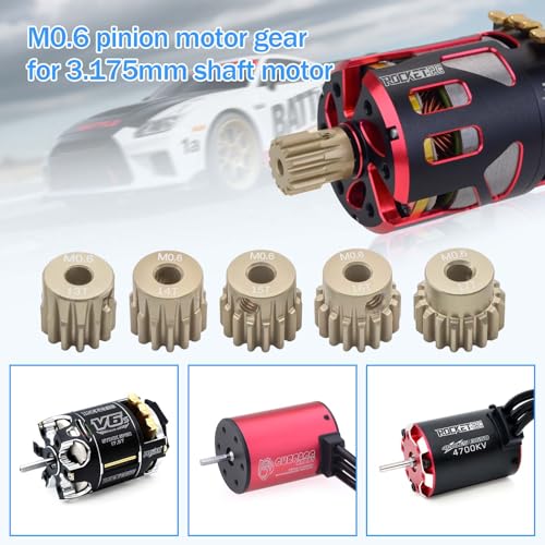 Surpass Hobby USA M0.6 13-17T 7075 Aluminum Pinion Gear Set for 1/10 RC Cars, 3.175mm Bore