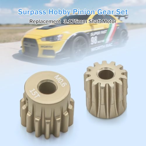 Surpass Hobby USA M0.6 13-17T 7075 Aluminum Pinion Gear Set for 1/10 RC Cars, 3.175mm Bore