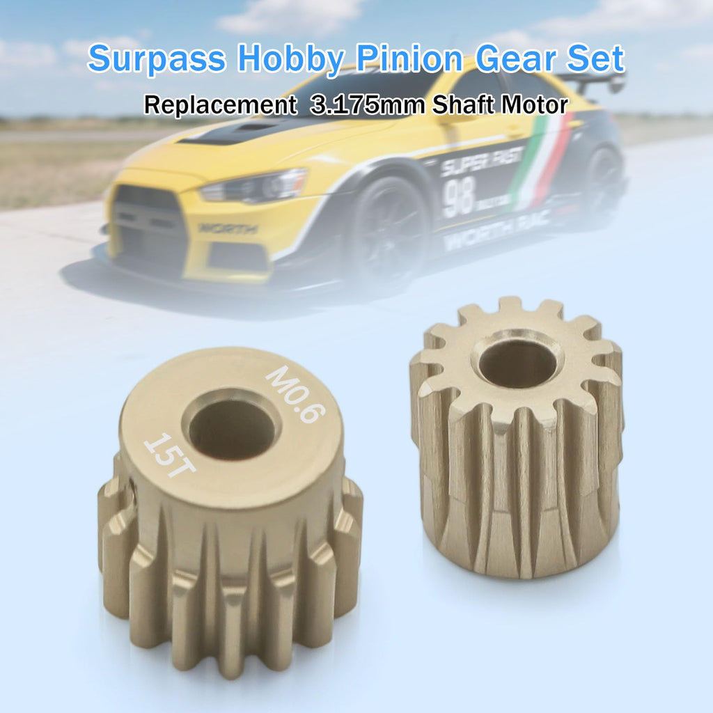 Surpass Hobby USA M0.6 13-17T 7075 Aluminum Pinion Gear Set for 1/10 RC Cars, 3.175mm Bore