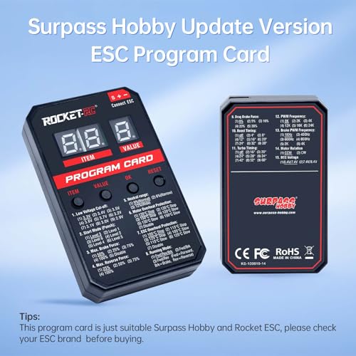 Surpass Hobby V2 ESC Programming Card – Compatible with Surpass Hobby & Rocket-RC Brushless ESCs (50A-110A)