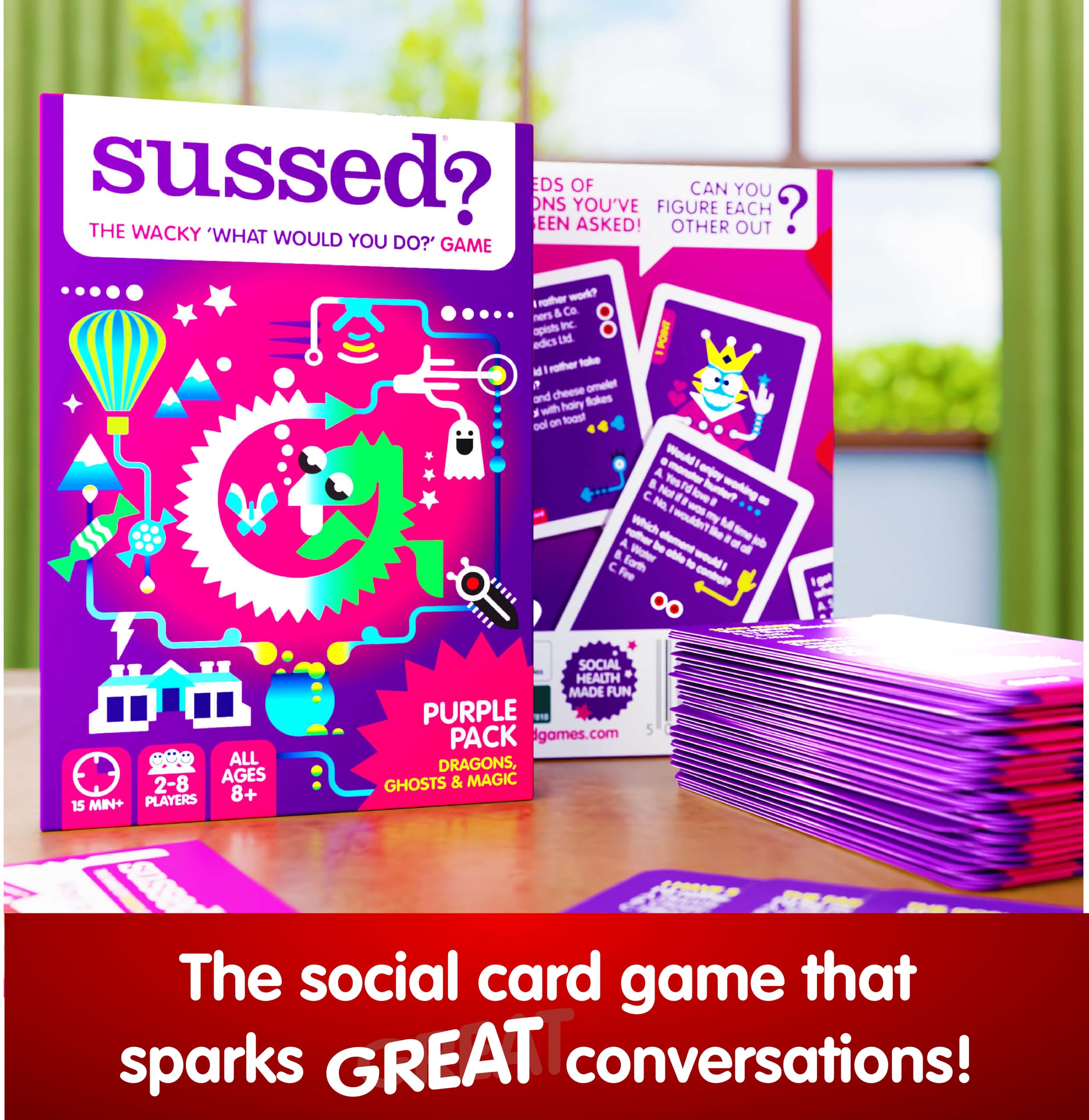 SUSSED Wacky 'What Would You Do?' Fantasy Card Game – Purple Deck: Dragons, Space & Magic – Fun for Ages 8+, 2-8 Players, 15-30 Min