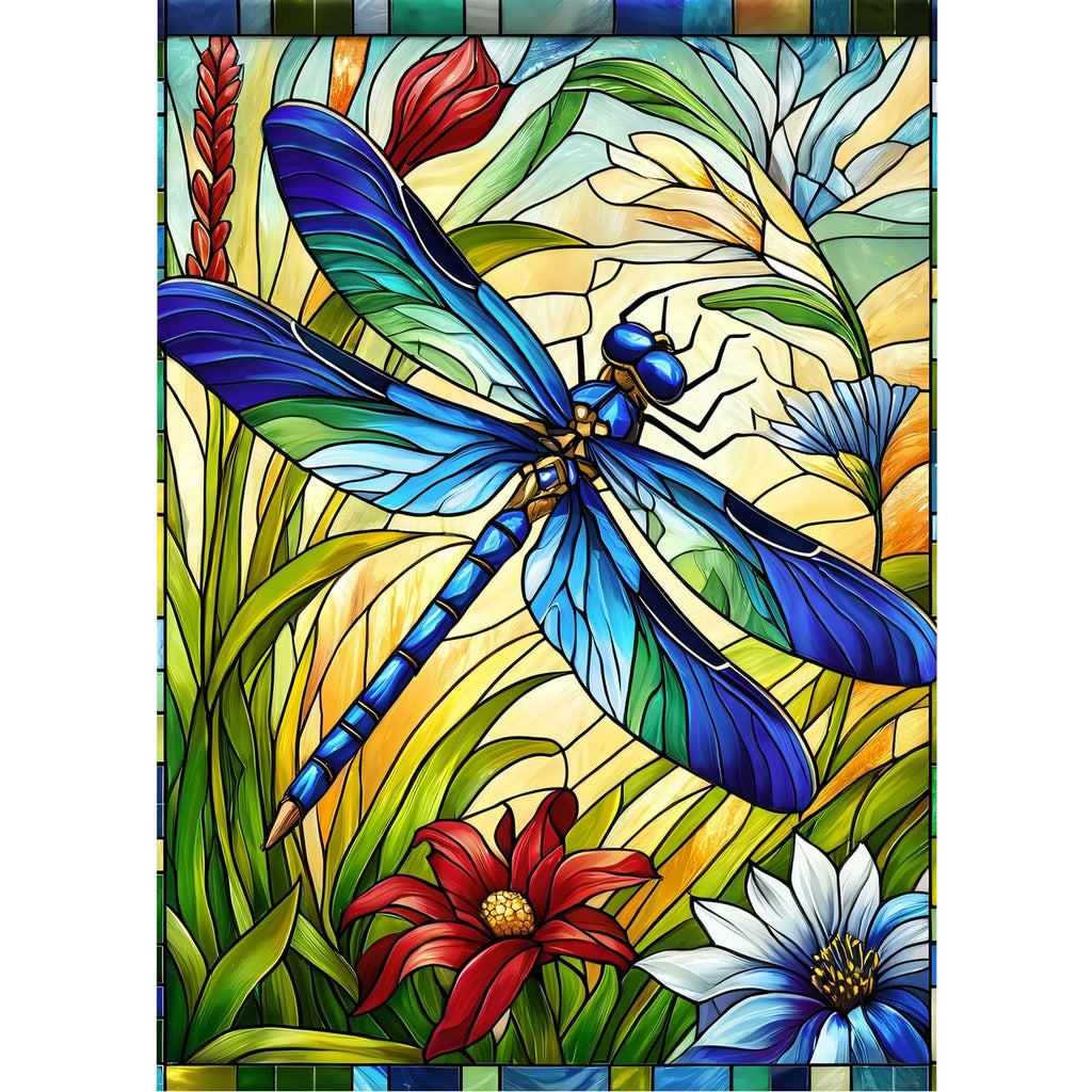 Sutinban 500 Piece Stained Glass Dragonfly Puzzle – Challenging Jigsaw for Adults with Colorful Flower Design