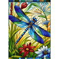 Sutinban 500 Piece Stained Glass Dragonfly Puzzle – Challenging Jigsaw for Adults with Colorful Flower Design