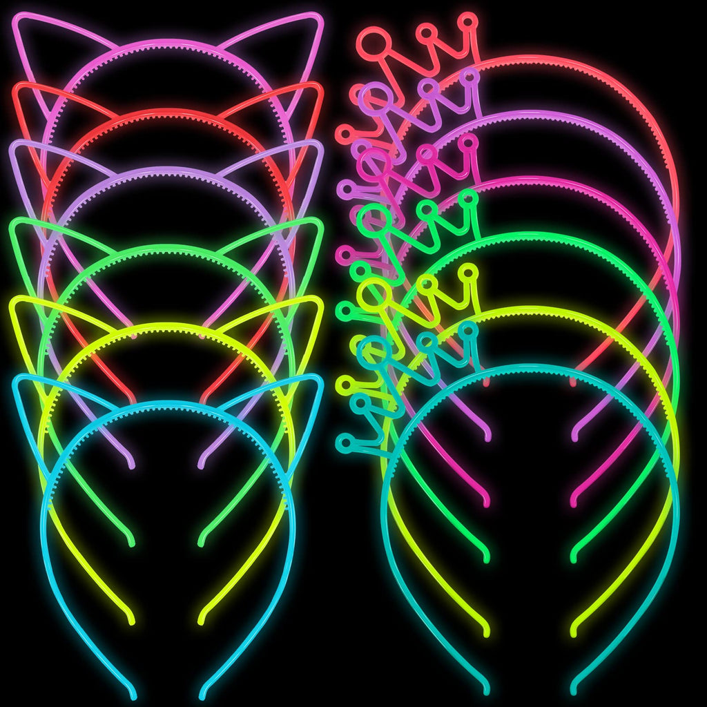 Suyegirl Glow in The Dark Cat Ear Crown Headband for Kids Party Supplies