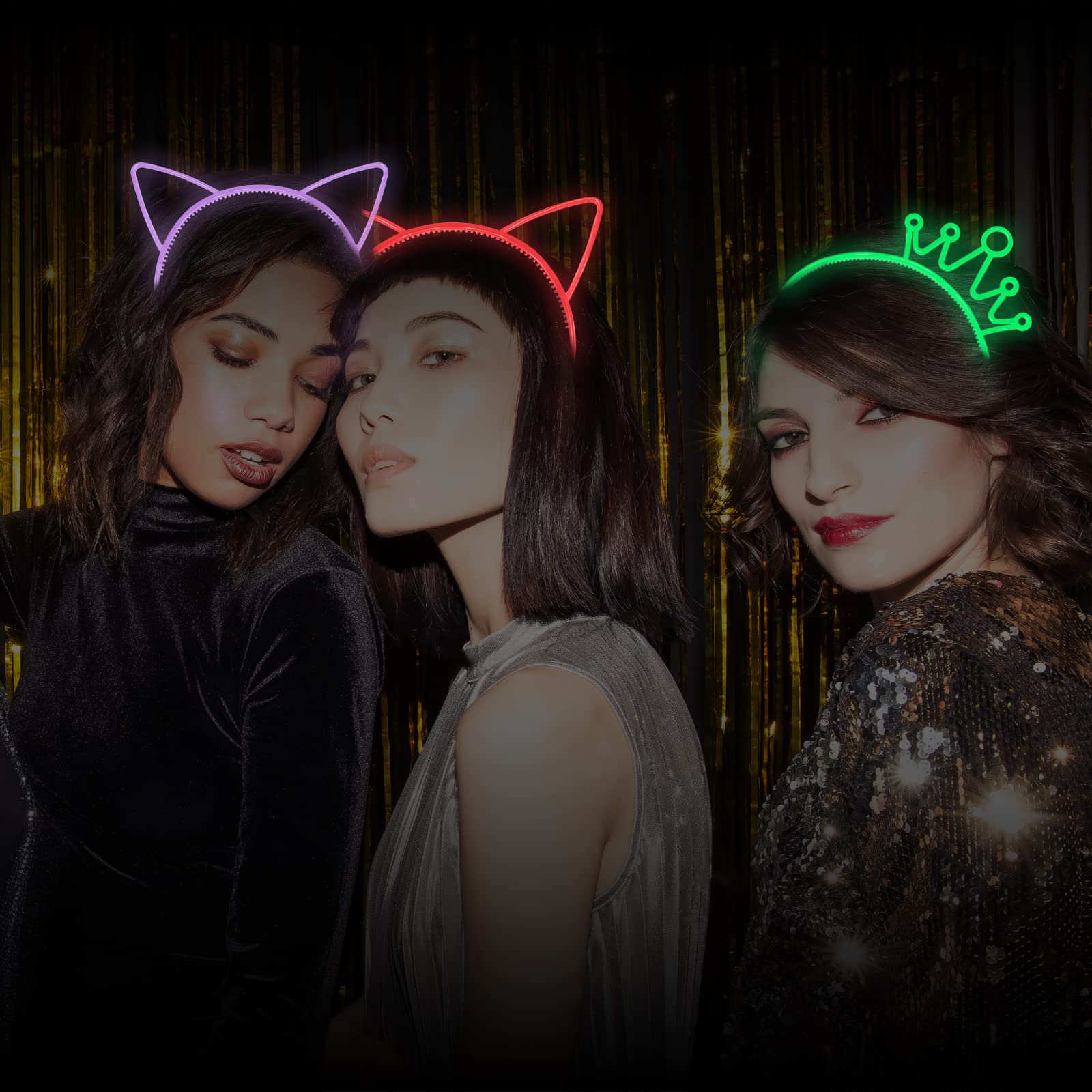 Suyegirl Glow in The Dark Cat Ear Crown Headband for Kids Party Supplies
