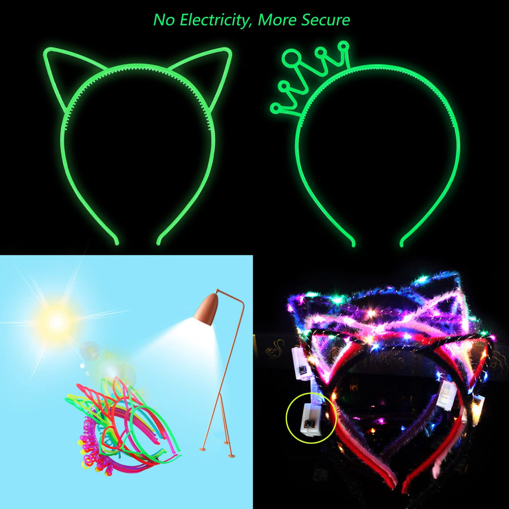 Suyegirl Glow in The Dark Cat Ear Crown Headband for Kids Party Supplies