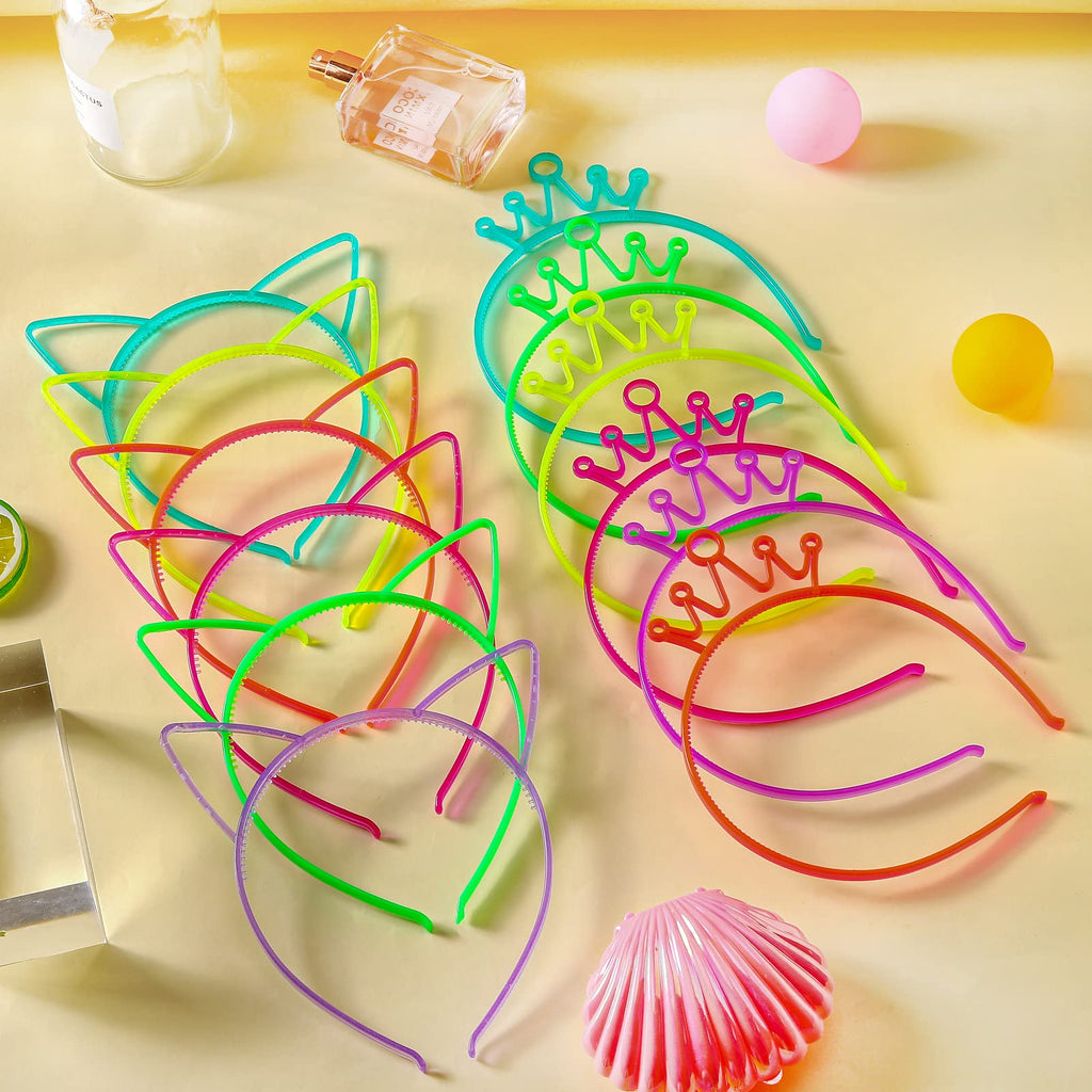 Suyegirl Glow in The Dark Cat Ear Crown Headband for Kids Party Supplies